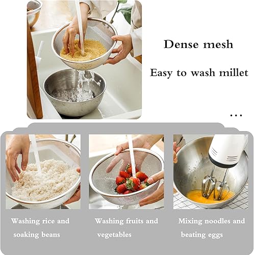 Miniatura 5 de Juego de cestas de drenaje de acero inoxidable grueso para cocina, multifuncional, a prueba de óxido, canasta duradera para drenaje de aceite y