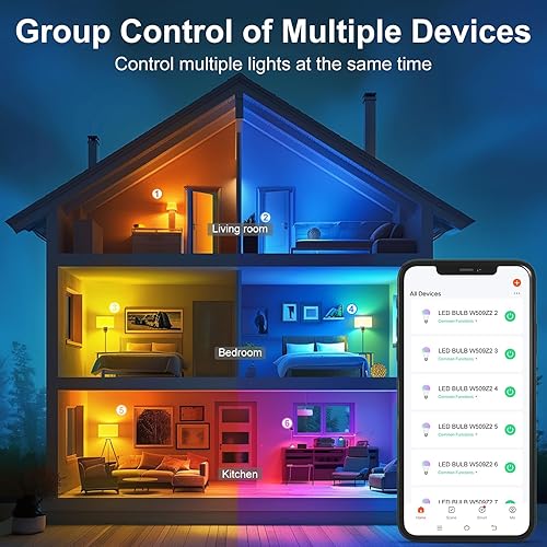 Miniatura 8 de Bombillas inteligentes, BR30 bombillas inteligentes compatibles con Alexa, bombillas de inundación 10W 900LM, bombilla RGBCW que cambia de color,