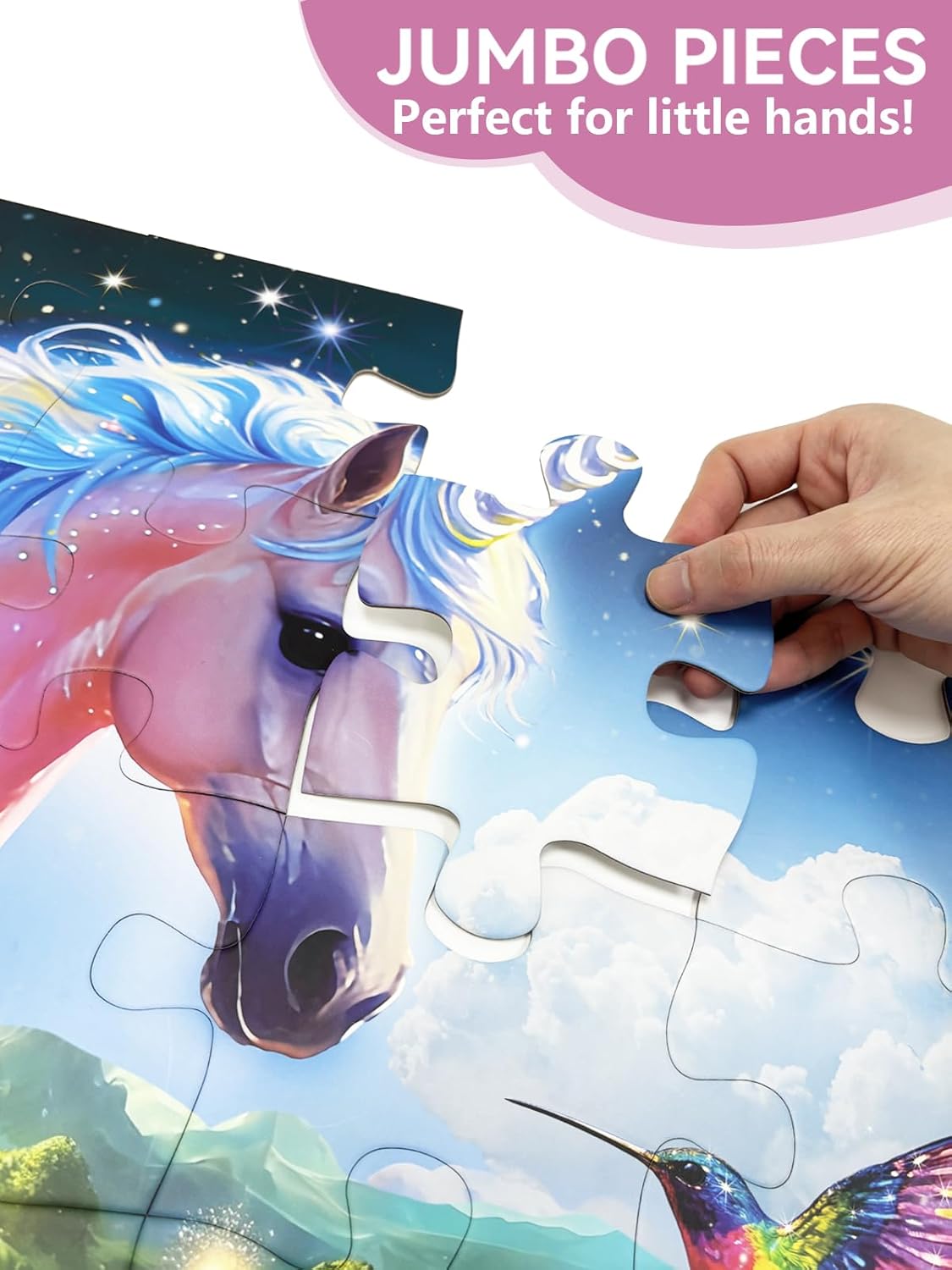 Floor Puzzle for Toddlers, 48 pc Unicorn & Friends Large Educational Jigsaw Puzzle for Kids Ages 4-8, 2 x 3 Feet Giant Toy, Holiday Activity for Ages 3+