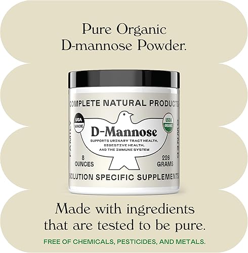 Miniatura 6 de Complete Natural Products Polvo orgánico de D-manosa - 2000 mg (0.07 oz) - Sin OMG - Apto para veganos - Lavado y tratamiento del tracto urinario -