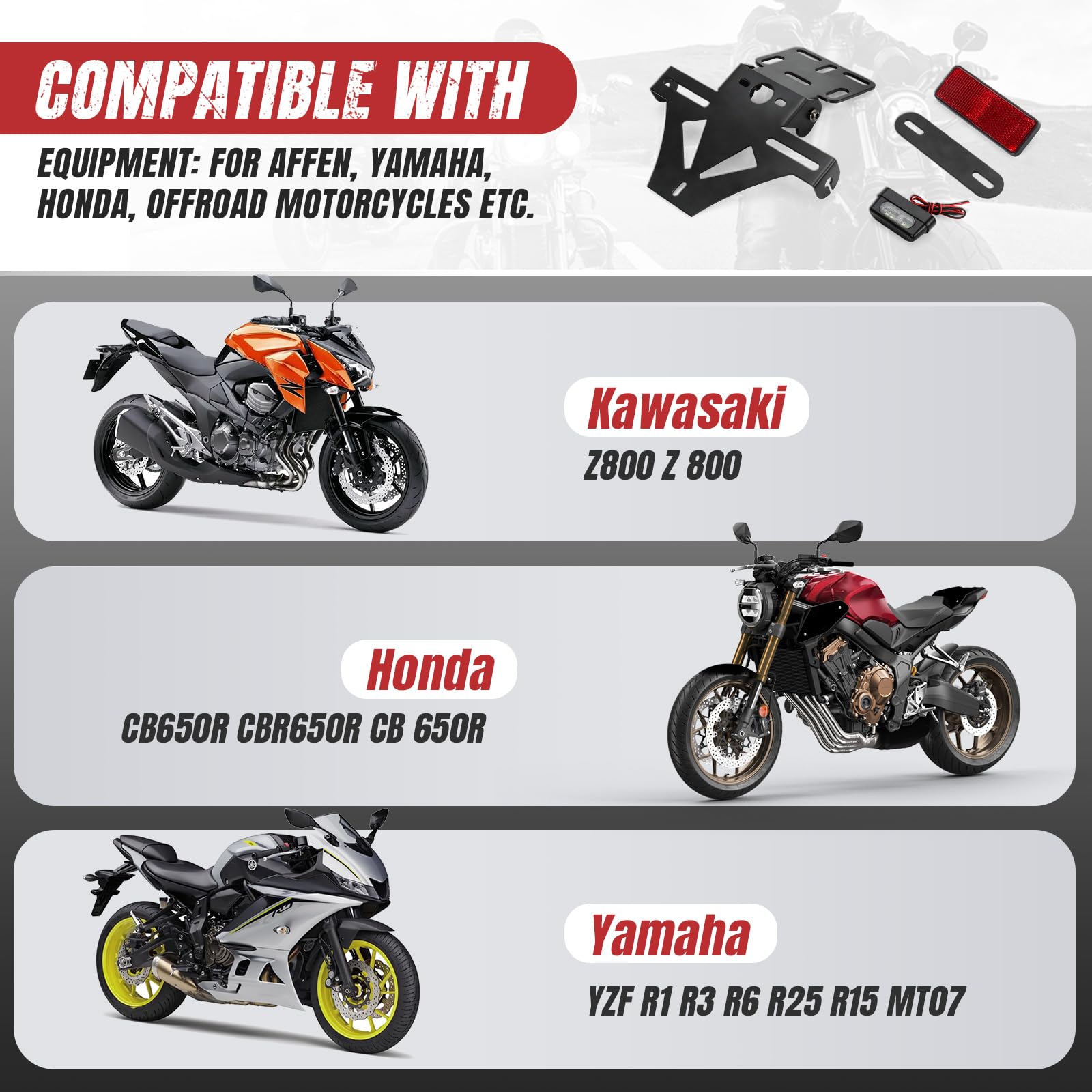 Motorfiets Verstelbare Hoek Licentie Nummerplaat Frame Houder Beugel Voor Voor Yzf R1 R3 R6 R15 R25 Voor Fz6 Voor Mt-07 Voor Mt 07 Kentekenplaathouder