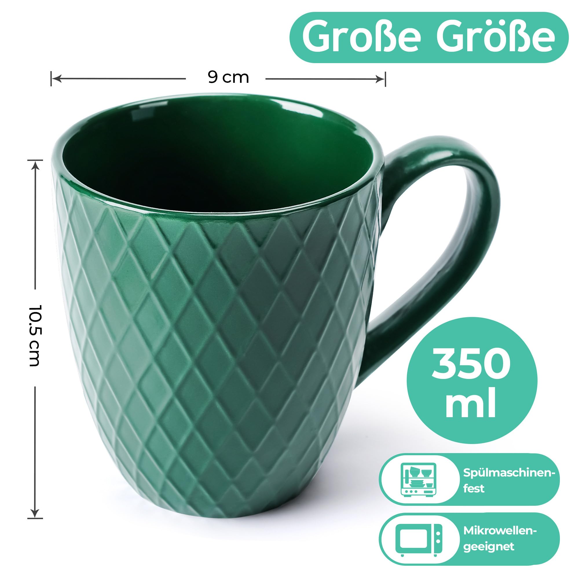 MIAMIO – 6 x 400 ml – Kaffeetassen Set/Becher – Moderne Keramik Tasse Matt – Kaffeetasse groß – Palmanova Kollektion (Jungle)