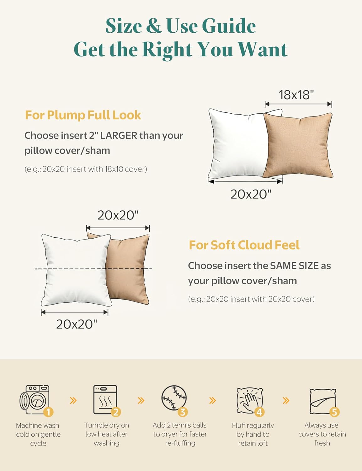 APSMILE Organic Cotton Goose Feather Down Plus Euro Throw Pillow Inserts, 28x28 Inch Set of 2, Soft Supportive Large Square Decorative Pillow Forms for Couch, Sofa, Bed
