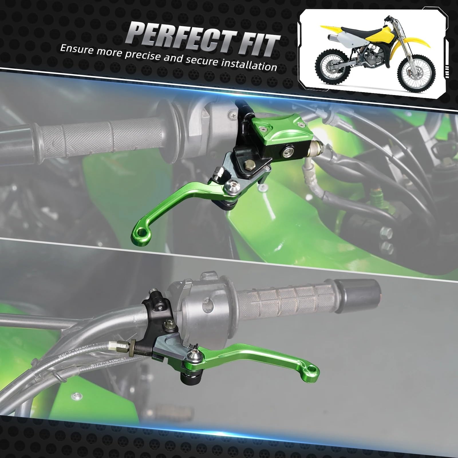 Zestaw linki sprzęgła motocykl Pasuje do Kawasaki KX 85 125 250 KXF 250 450 KLX motocykl hydrauliczny hamulec dźwignia sprzęgła dźwignia hamulca główny zbiornik płynu zestaw nakrętek(Green)