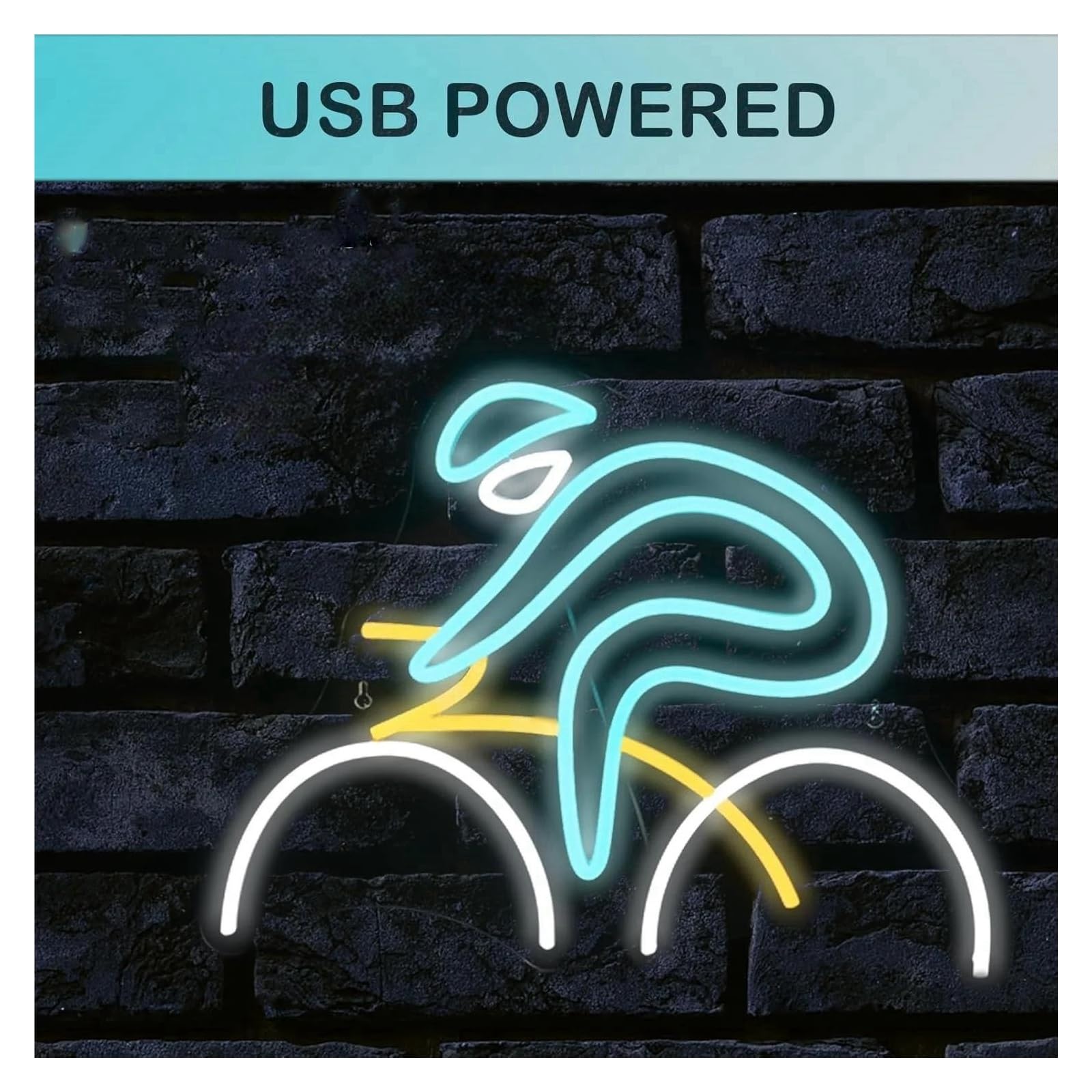 Wiszące neony artystyczne Neon Rowerowy Sport Jeździecki LED Light Z Możliwością Przyciemniania USB Do Sklepów Rowerowych Biura Dekoracje Ścienne Lampka Nocna 38cmx28cm