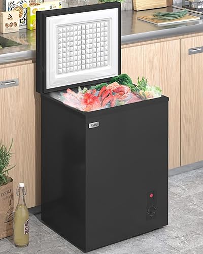 Miniatura 7 de TABU Congelador de pecho, congelador profundo de 2.8 pies cúbicos con cesta extraíble, congelador de puerta abierta superior negra con temperatura