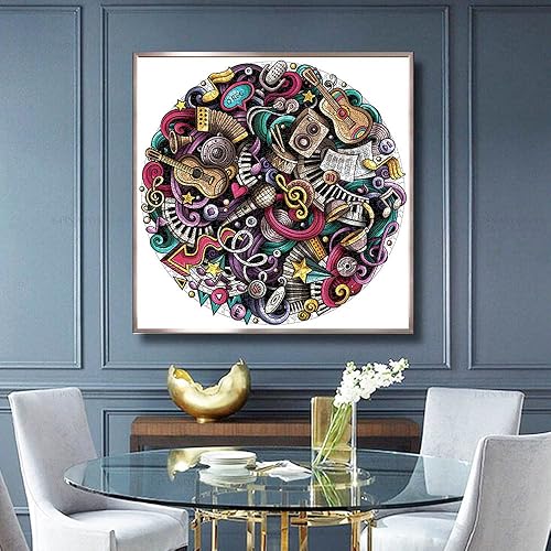 Miniatura 5 de Rompecabezas redondo de 1000 piezas para adultos, rompecabezas musical de graffiti, rompecabezas grueso y resistente, rompecabezas de arte, juego