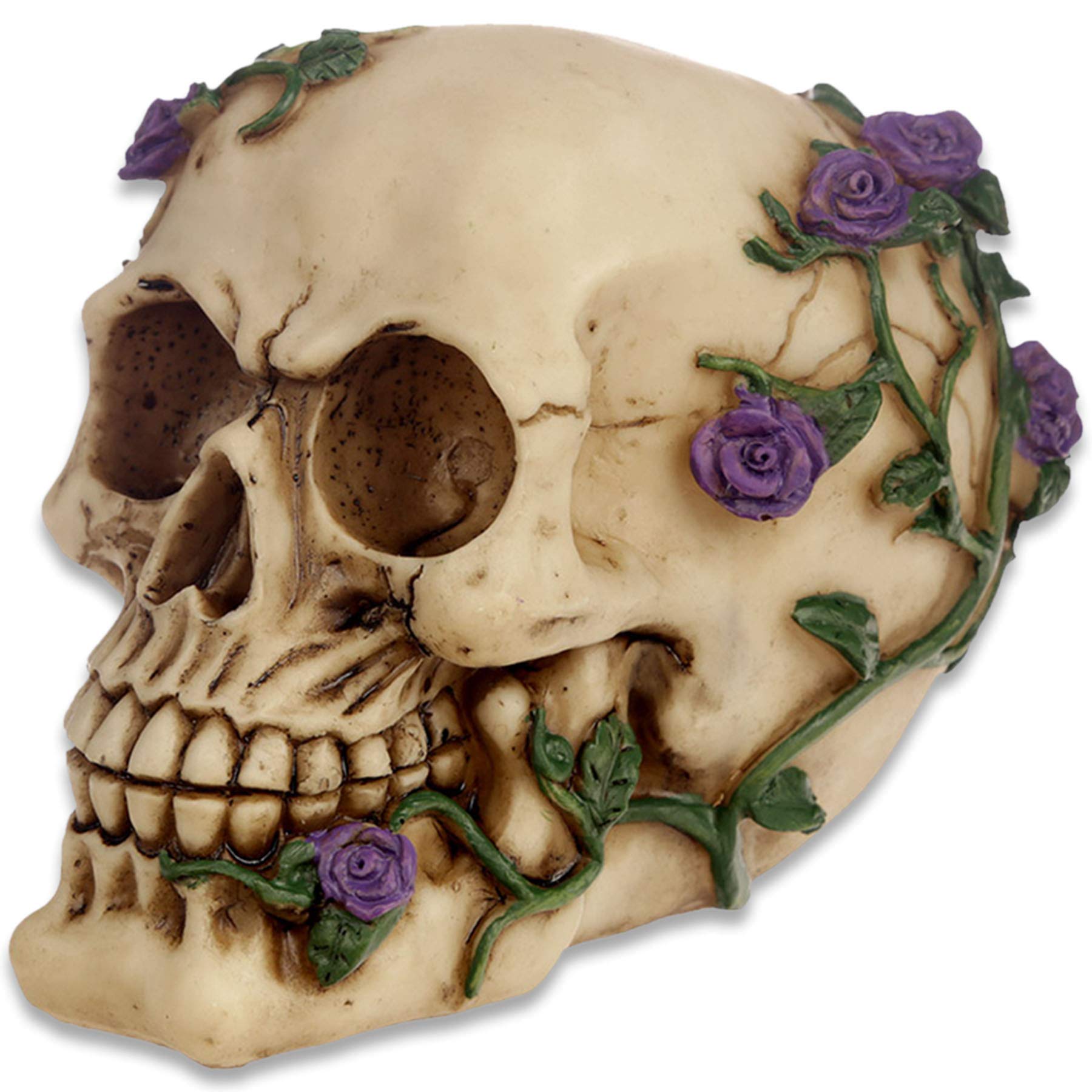 Cráneo Morado de Fantasía Head of Roses Regalo Ideal para Fans del Terror