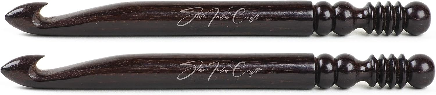 SIC Crochet Hooks Set of All Sizes, Ergonomic Wood Turned Rosewood