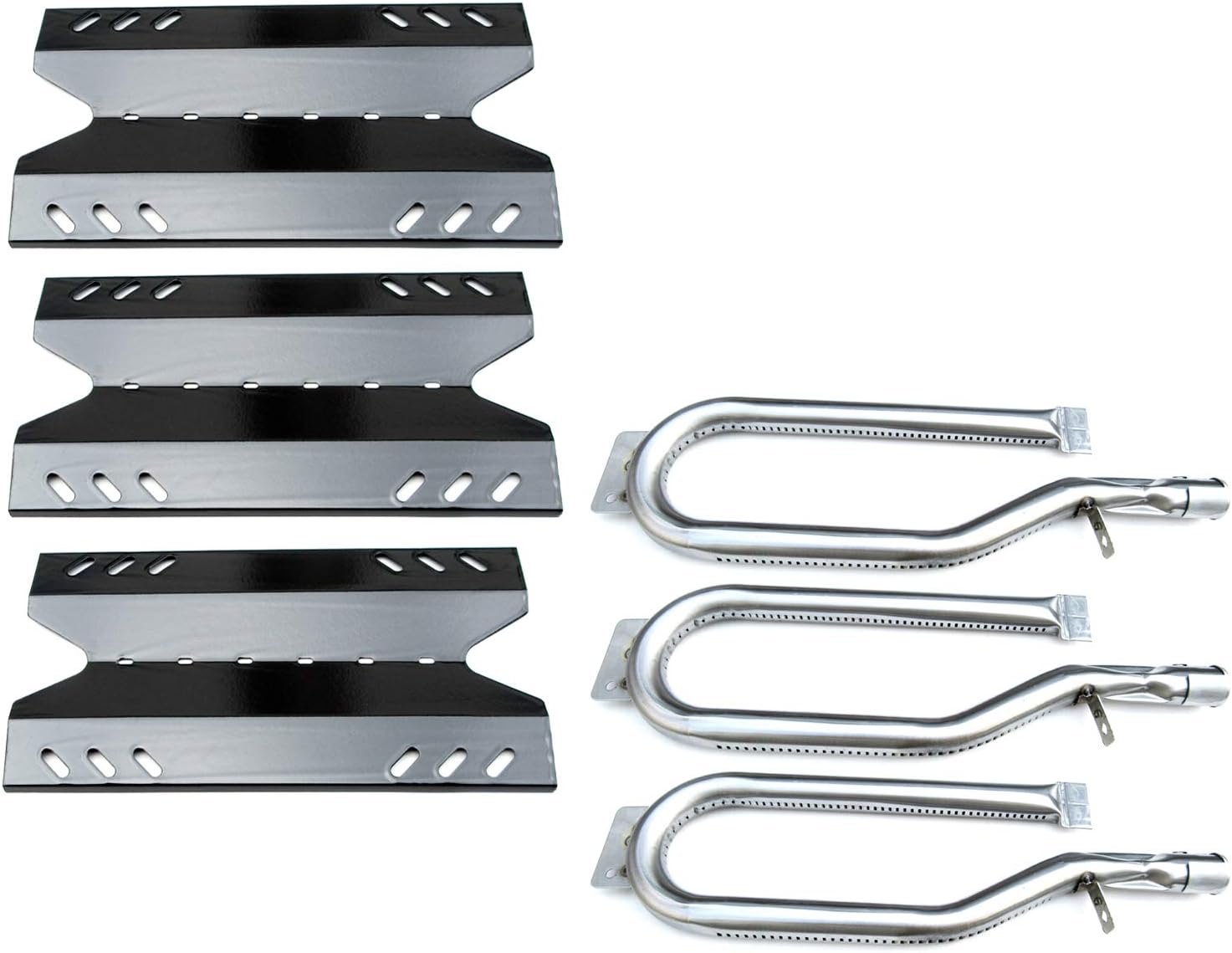 Direct Store DG186 Replacement Kit components: three stainless steel burners and three porcelain steel heat plates.