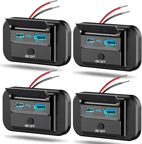 Miniatura 8 de 2 salidas USB de 12 V RV con interruptor de alimentación, Vadaxx 54 W Dual PD3.0 Tipo-C y carga rápida QC3.0 USB-A Puerto Panel de montaje en pared,