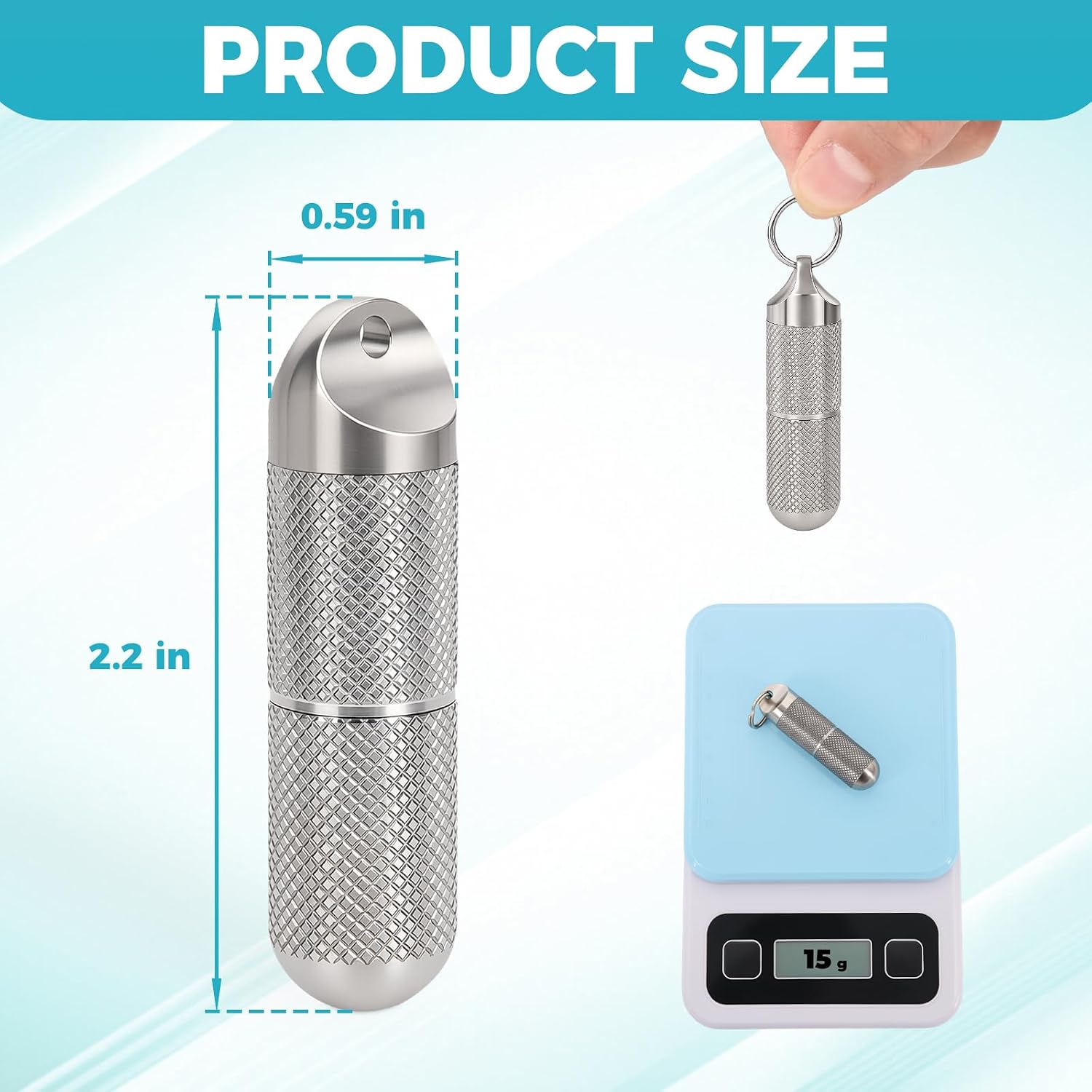 2 Compartments Design Titanium Portable Keychain Pill Holder, Waterproof Pill Box Container Mini Pill Organizer for Travel Purse Pocket image 2