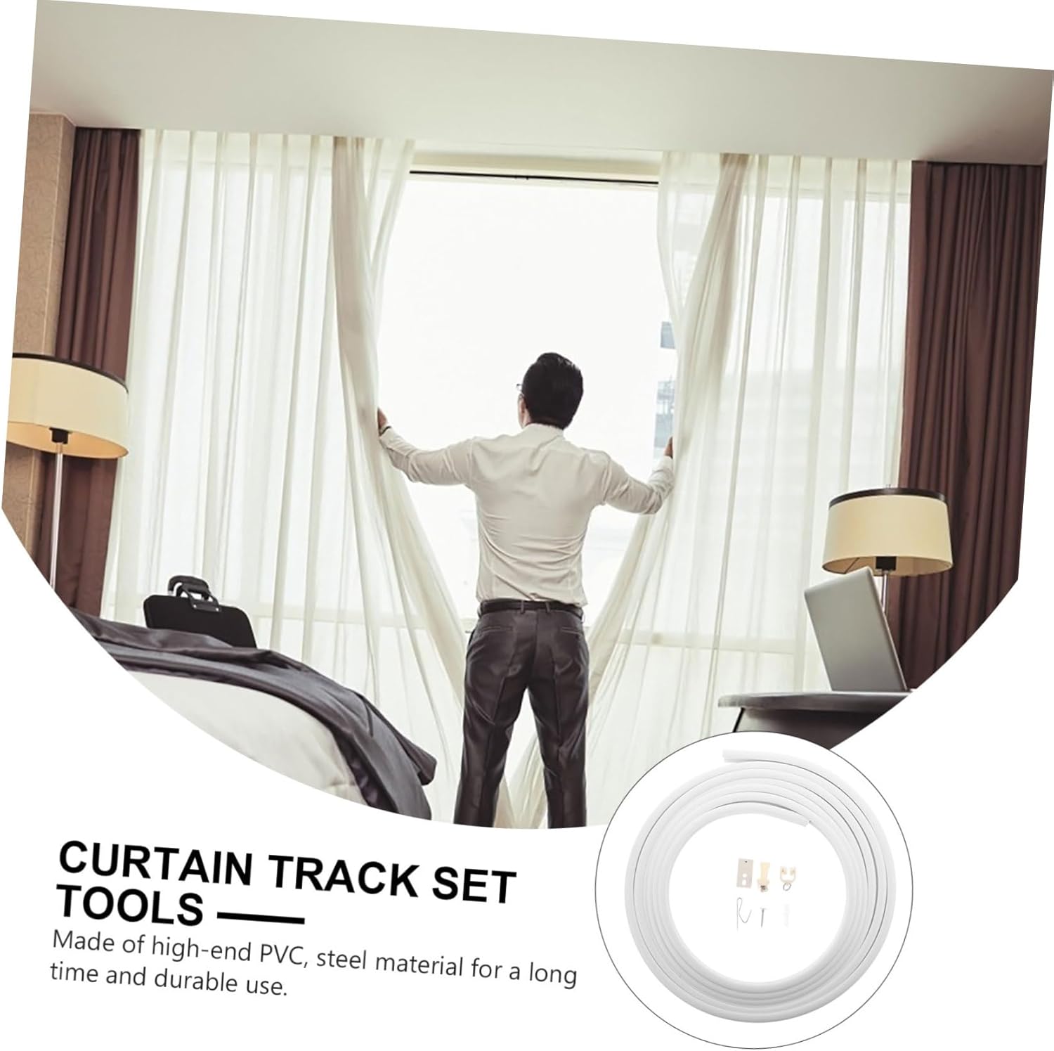 Curtain Ceiling Track System Curved Silent Bendable PVC Steel Easy Mounting