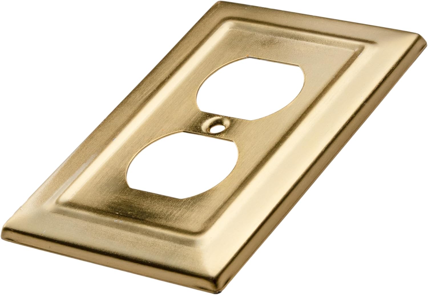 Monarch Abode Duplex Outlet Cover Plate – 1-Gang Brushed Gold Plug Wall Plates, Electrical Outlet Cover Plates, Electric Outlets Covers, Architectural Decorative Outlets Covers Wall Plate, Pack of 2