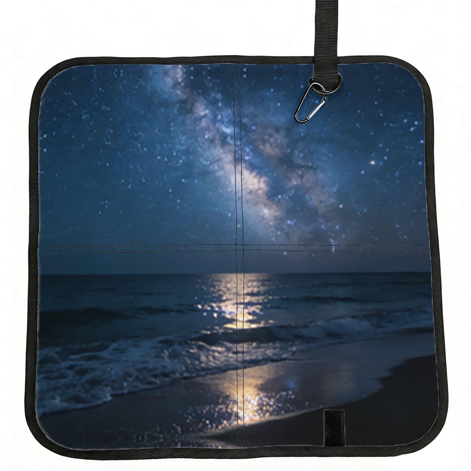 DUYIOKH Starry Shore Print Foldable Portable Seat Cushion for World Cup Games, Camping and Outdoor Activities