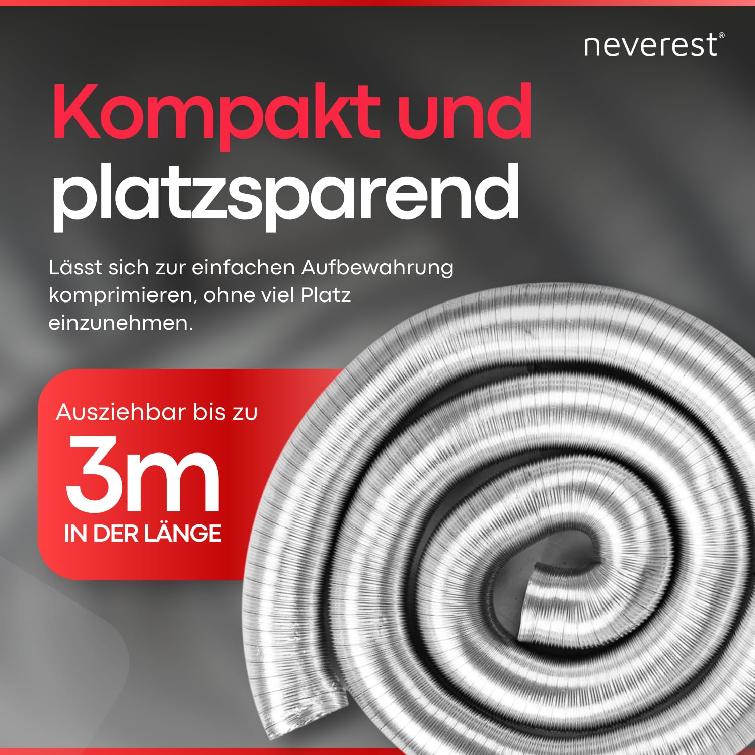 neverest® Semiflex 200 mm Alu Flexrohr 3m Abluftschlauch