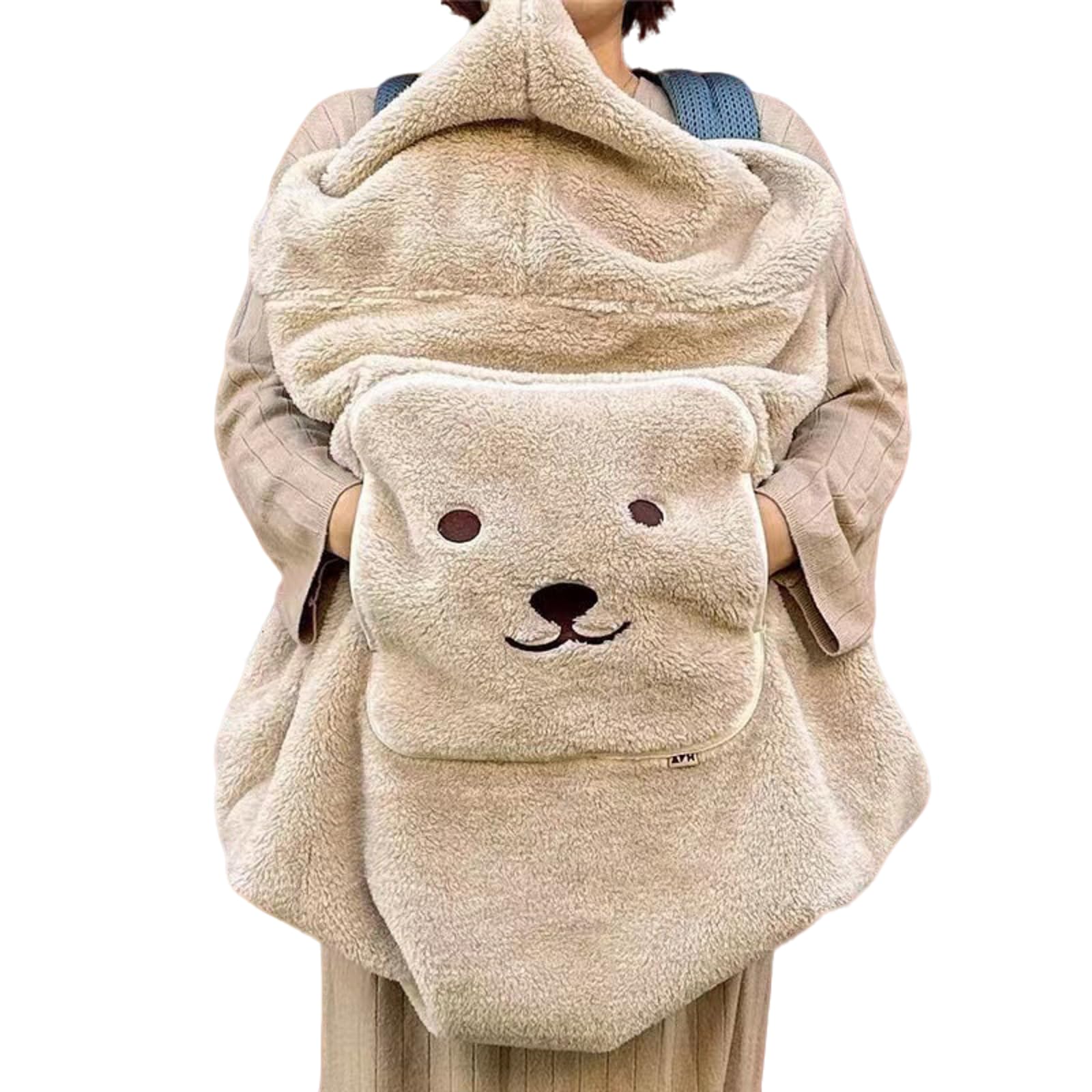 familiar クマ刺繍 フード付きおくるみ 抱っこ紐、ベビーカーに Amazon | 冬用 抱っこ紐 防寒ケープ かわいい ベビーカー対応 キャリー