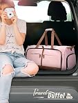 Lekesky Foldable Travel Duffel Bag for Women, 80L Large Duffle Bag with Separate Shoes Compartments & Straps, Carry On Weekend Bag for Women, Hospital, Overnight (Pink)