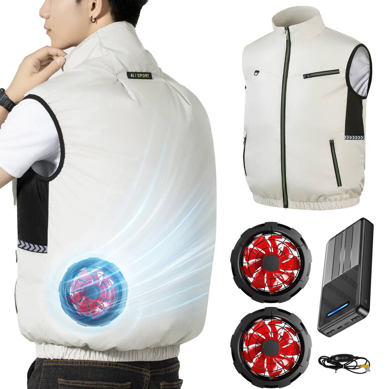 2026暴風ファン大容量バッテリー】 空調作業服 バッテリーファンセット Amazon.co.jp: [Noraui] 【2026暴風ファン & 40800mAh大容量バッテリー