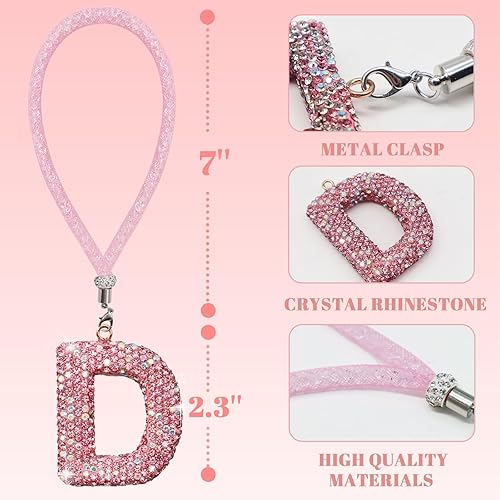 Miniatura 4 de Dije colorido con letra de automóvil, adorno para espejo retrovisor, bonito colgante de cristal para colgar, accesorios para automóvil, diamantes de