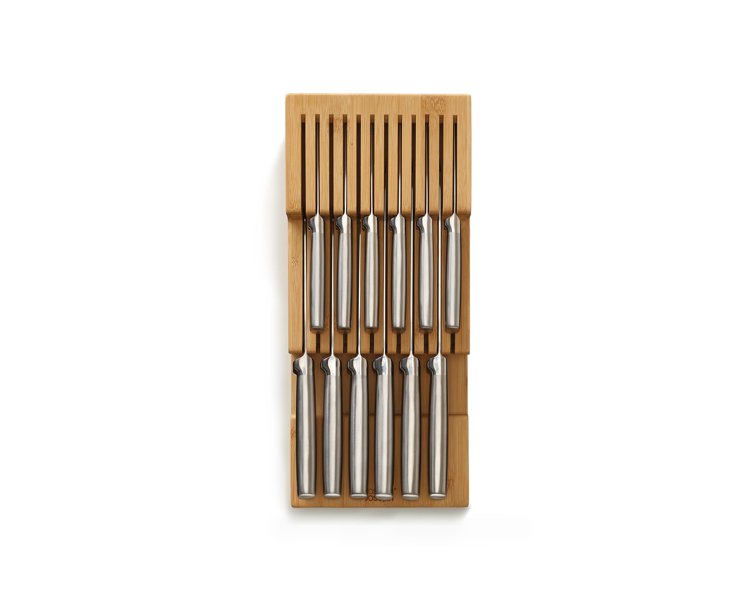 Joseph Joseph DrawerStore Porte Couteaux Vide, Jusqu'à 12 Couteaux de Cuisine, Organisation des Tiroirs, Bambou, Bamboo