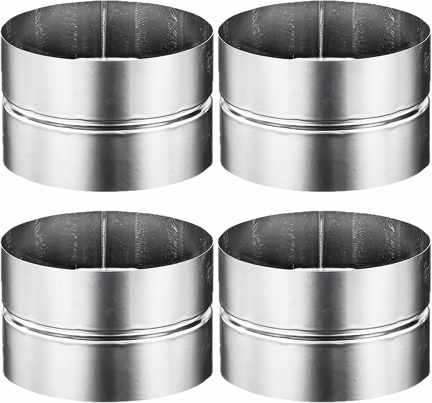 4PCS Round Duct Connector, Rust-Resistant Galvanized Steel Duct Connector, Stainless Steel Extension for Bathroom Exhaust and Dryer Vents (200mm / 7.87in)