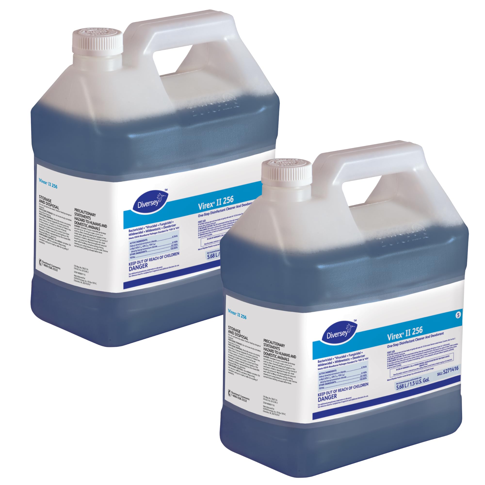 VIREX Diversey II 256 Disinfectant Cleaner Command Ctr, 1.5 gal, 2 Pk