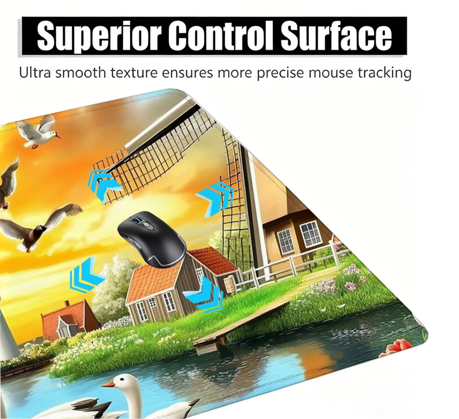 Blanca Alfombrilla Ratón XXL 150x80 cm Mouse Pad Grande Gaming Pato Alfombrilla Escritorio Antideslizante, Protector de Mesa para Ordenador y Teclado, Bordes Cosidos, Accesorios Oficina, Regalo W6-477