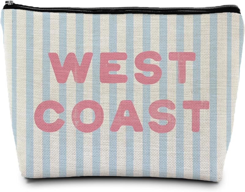 Necessaire de maquiagem ignytiger West Coast listrada com zíper, 25,4 cm x 19,05 cm x 0,76 cm