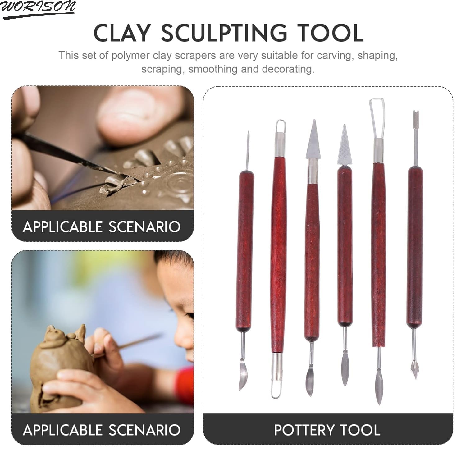 Worison Clay Sculpting Tools - 6 Piece Set -8