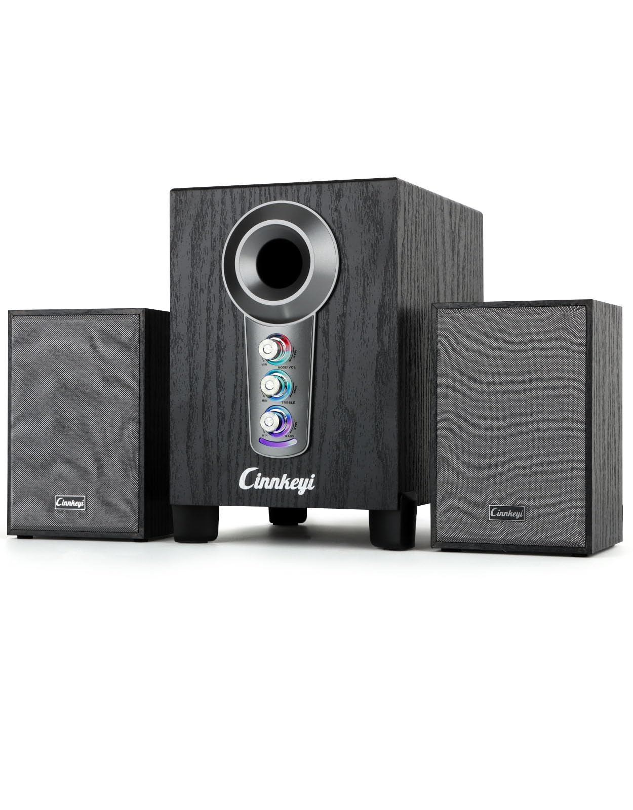 Altoparlante per computer USB 2.1 con subwoofer, altoparlante PC con controllo basso e altezza, 10 W + 3 W×2 altoparlante desktop, funzionamento USB, controllo volume, modalità Bluetooth/AUX per PC