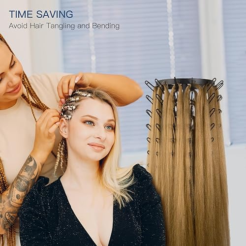 Miniatura 7 de Sunnacate Braiding Hair Rack with 120 Pegs, Rotatable Metal Flexible Height Adjustable Hair Rack for Braiding Hair Extension Holder Stand for