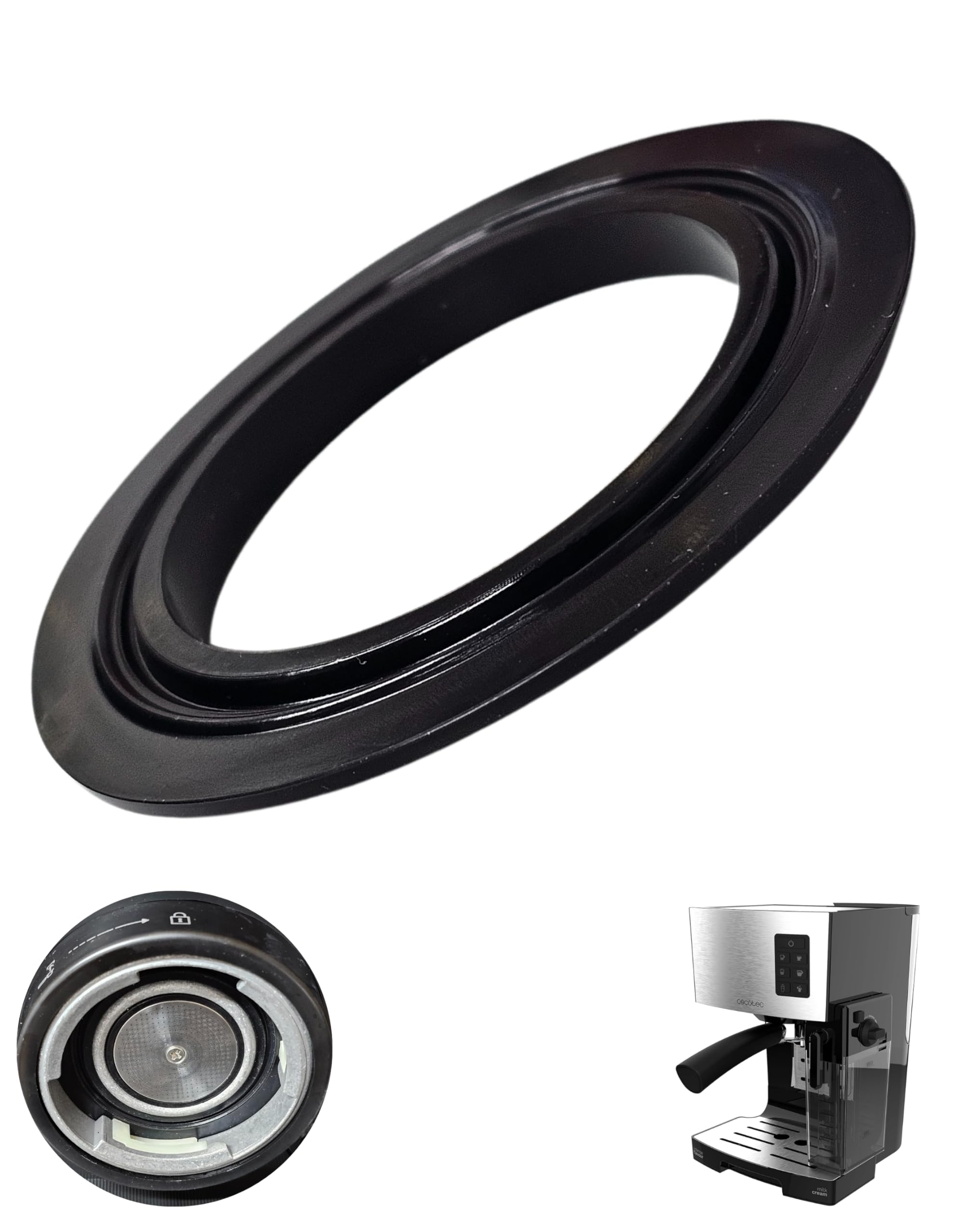 RECAMAT® Junta Portafiltro Recambio Cafetera Cecotec Power Instant-ccino 20 Modelo 01506. Repuesto Duradero y Resistente al Calor