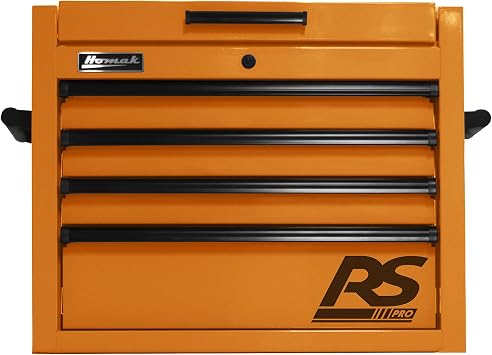 Homak RS Pro, 27in. RS PRO 4 DWR TOP CHEST ORANGE, Width 29.3 in, Height 24 in, Color Orange, Model# OG02027401