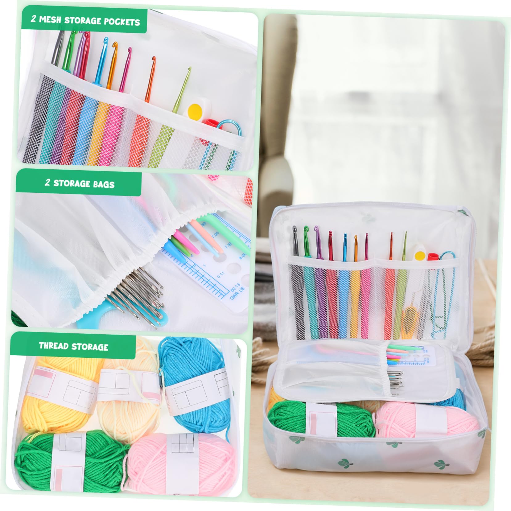 DIYEAH Conjunto de Crochet para Principiantes Kit Hilos de Crochet y Bolsa de Transporte para Manualidades y Proyectos