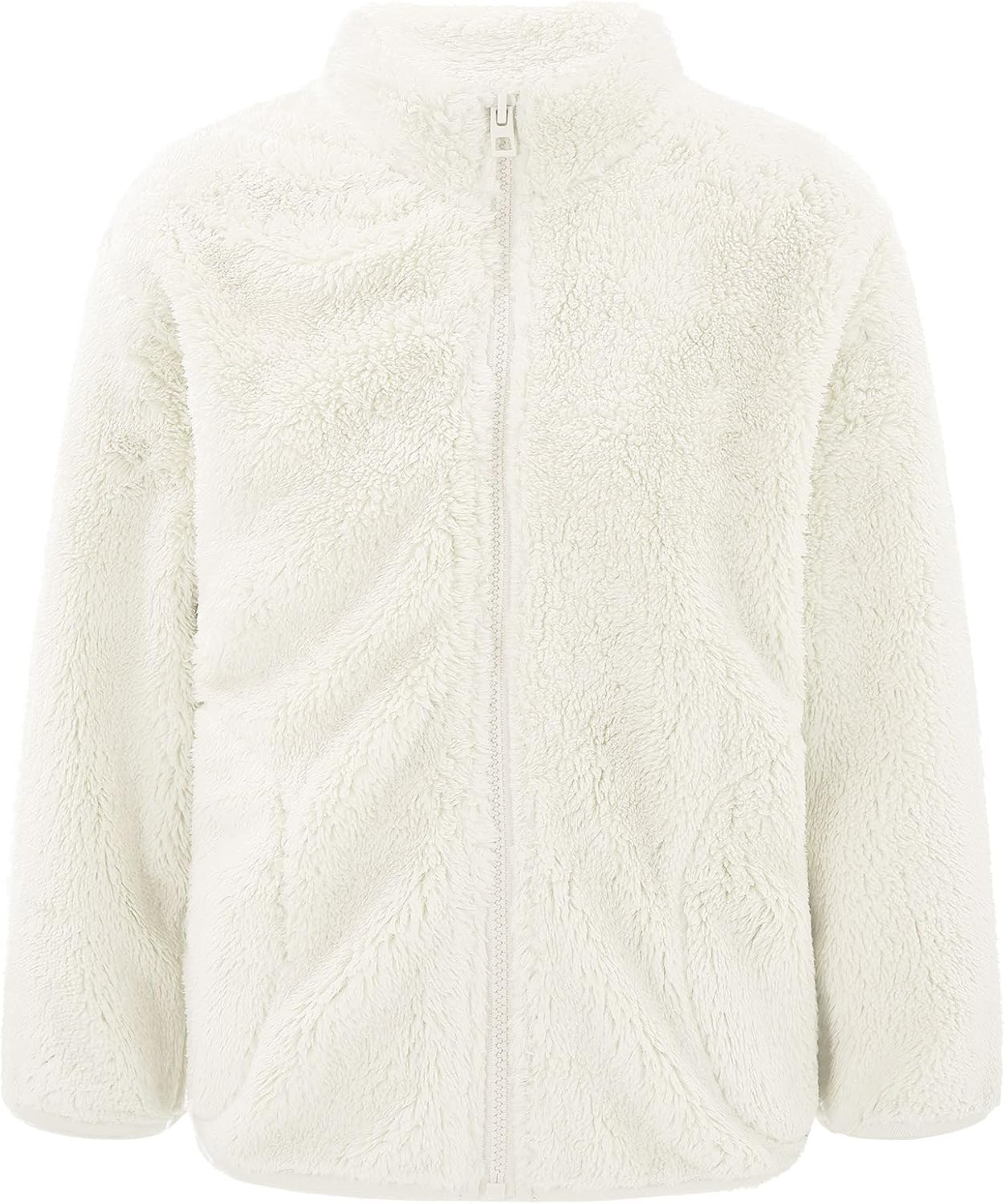 Unisex Kids Boys Girls Long Sleeve Faux Fur Fleece Coat Jacket Zipper Closure Sweatshirt Winter Warm Outwear