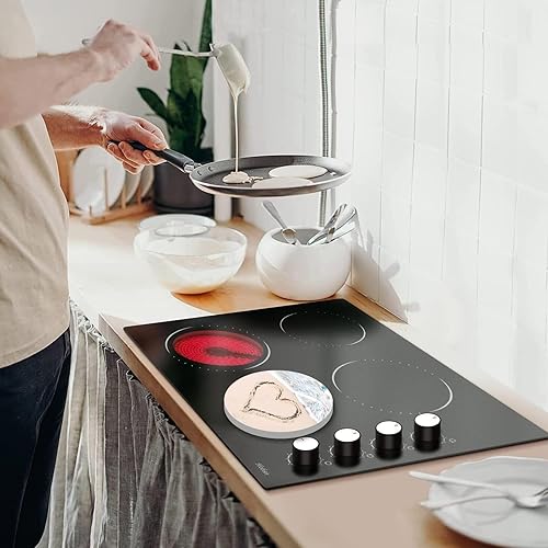 Miniatura 5 de Tucocoo Fundas para quemador eléctrico de playa, 4 piezas de decoración de mar, cubierta redonda para quemador de estufa de 8 y 10 pulgadas,