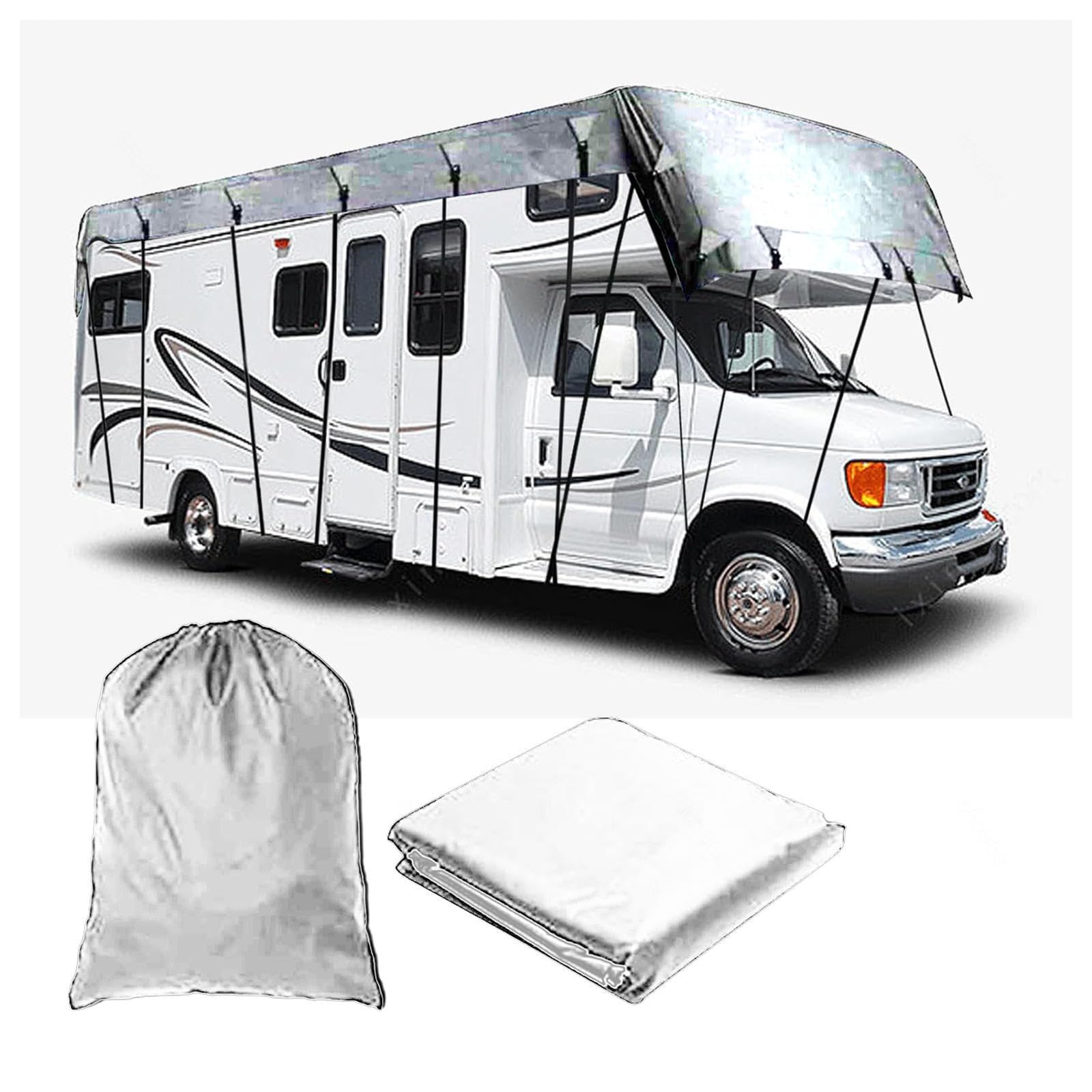 RRRYYYZZ HFKJway Camper Cover 210D Oxford Cloth Camper Cover Waterproof Foldable Storage, Easy to Clean Pop up Camper Cover Camper Cover,Grey-8.5m×3m