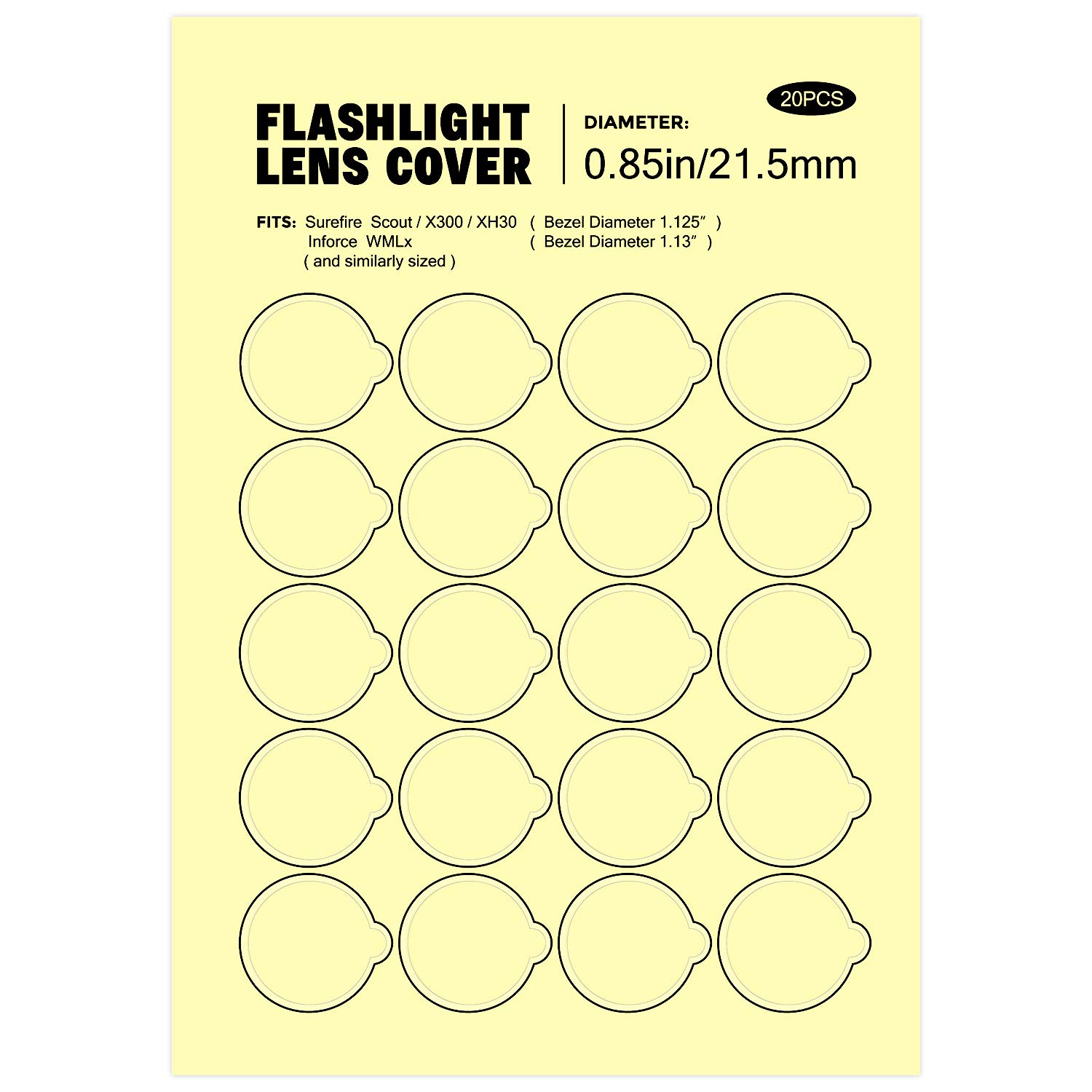Flashlight Lens Cover, WML lens Cover (0.85 inch/21.5mm diameter)