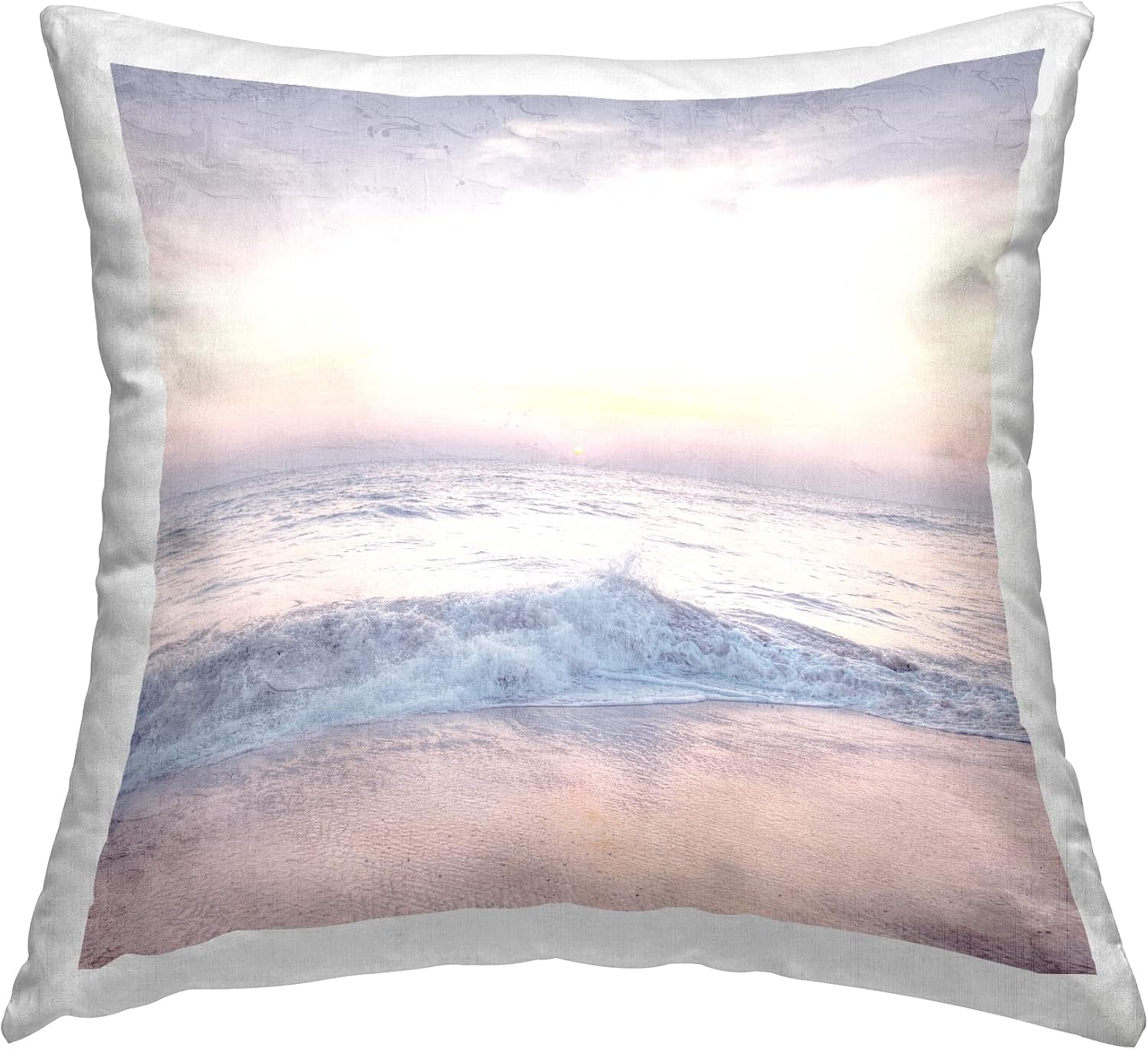 Stupell Industries Crashing Beach Waves Pastel Ocean Shore Design by Ann Bailey Throw Pillow, 18 x 18, Purple