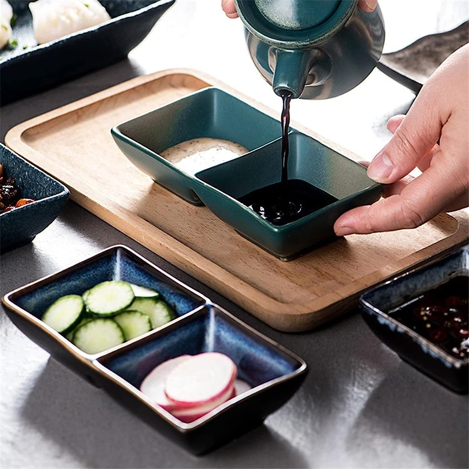 Dipschale Dipschalen Snackschale Dipschale Keramik Verlangsamung Rucola Würze Sojasoßenschale Kreativ Butter Sushi Essigteller Porzellangeschirr Küchengeschirr Vorspeisenteller Gewürzteller (