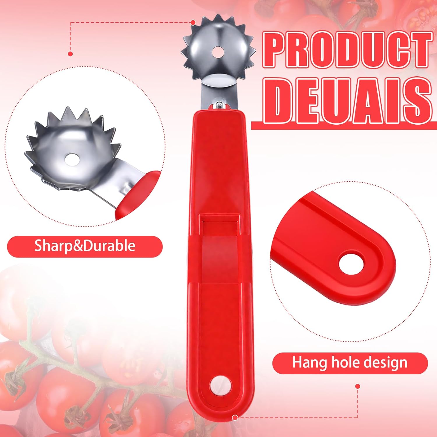 LemonRoad 4 Pcs Tomato Corer Strawberry Huller, Stainless Steel Tool
