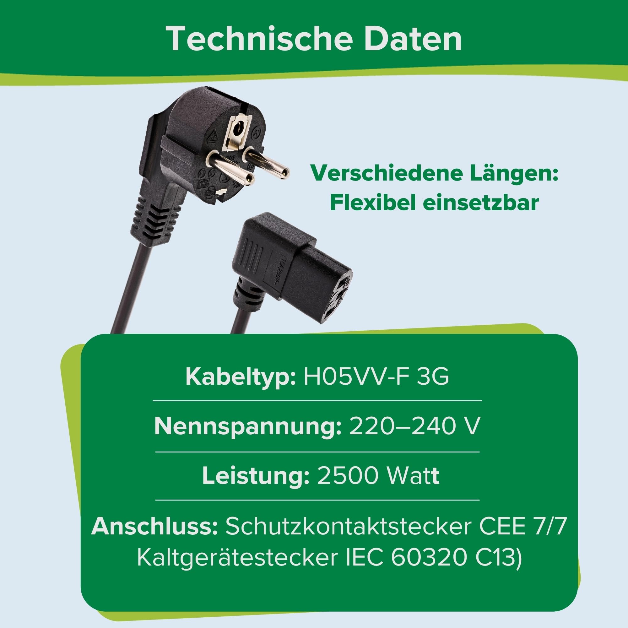 InLine 16752D kabel sieciowy, zestyk ochronny kątowy na wtyczce urządzenia zimnego C13 zagięty w lewo, 3 m, czarny