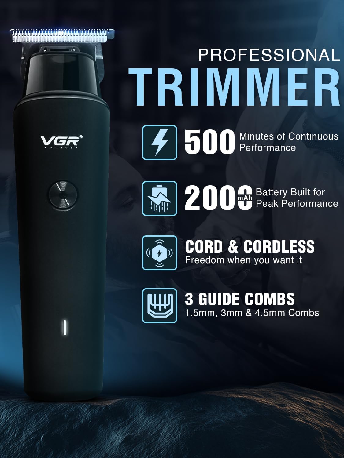 VGR V-933 Trimmer highlighting key features