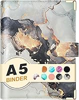 Vista 12 de Carpeta A6 recargable de piel sintética con 6 anillas, cubierta para cuaderno pequeño para papel de relleno A6, cubierta de planificador personal