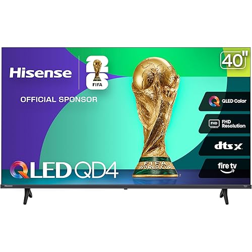 Hisense 40-Inch Class QD4 Series QLED FHD Smart Fire TV (40QD4QF, 2025 Model) - Quantum Dot Color, DTS Virtual: X, Alexa Built in, Slim Bezel Design