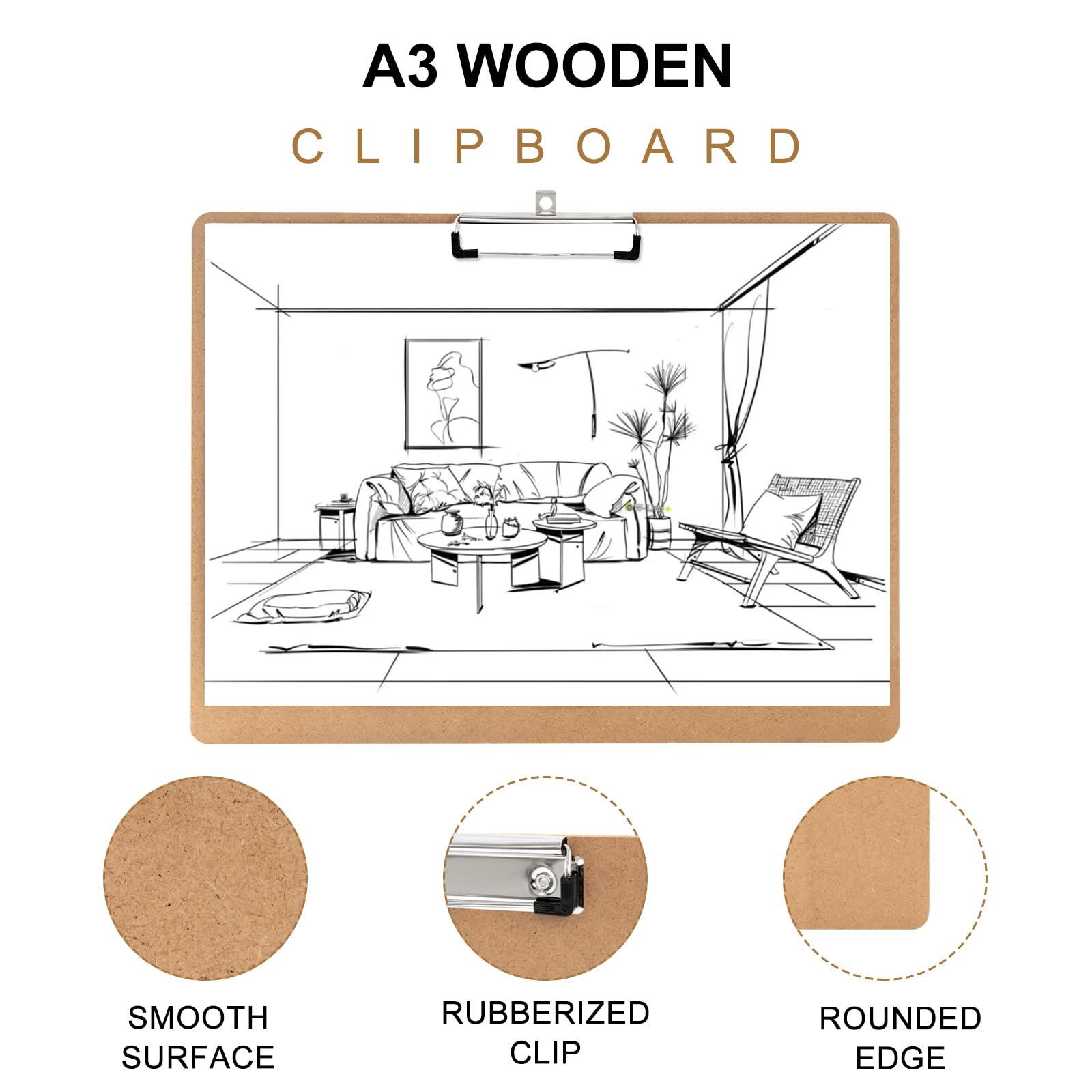 Dubbele clip A3 klemborden Hardboard Extra groot Klembord A3