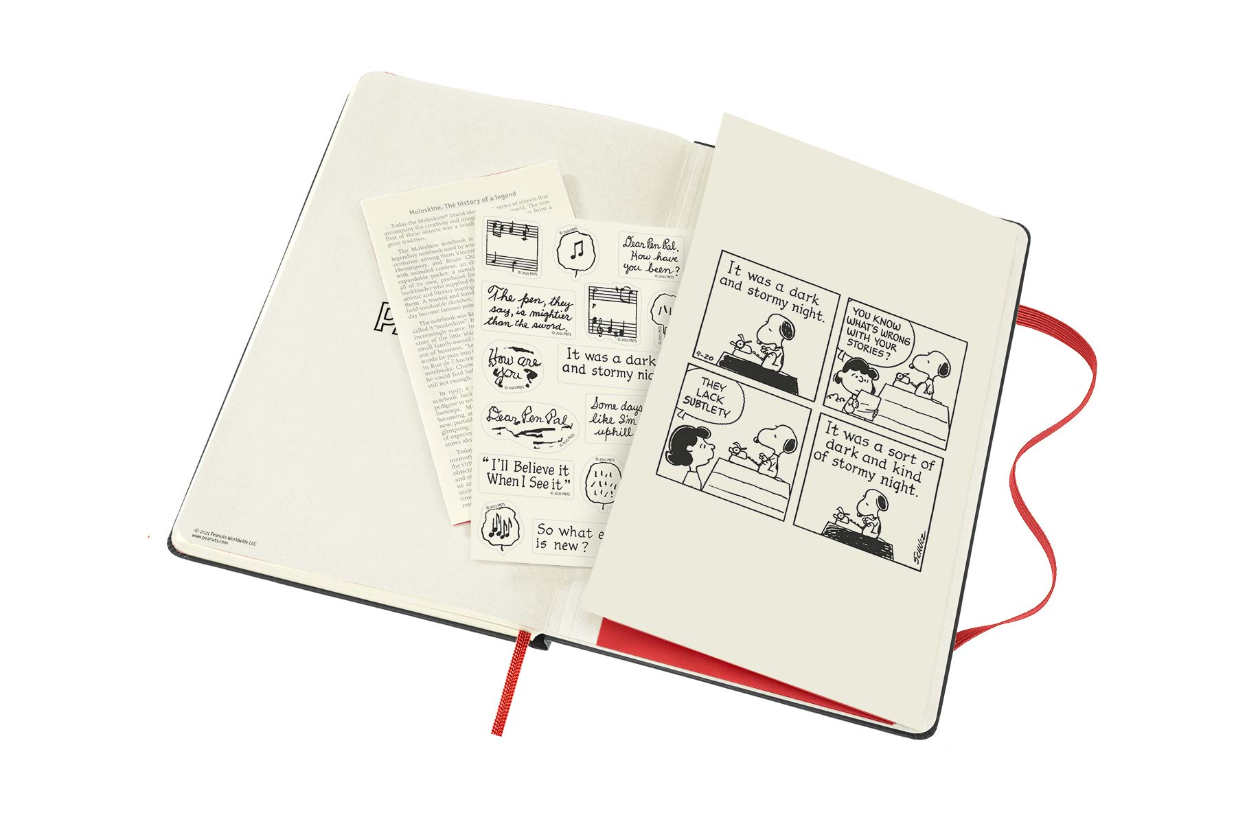 Moleskine - Agenda Settimanale 18 Mesi, Agenda Settimanale 2021/2022, Peanuts Edizione Limitata con Copertina Rigida e Chiusura ad Elastico, Formato Large 13 x 21 cm, Colore Nero, 208 Pagine