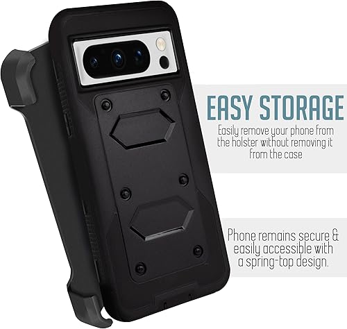 Miniatura 7 de Funda para Google Pixel 8 Pro, resistente y duradera, con protección de puerto, incluye soporte de clip de funda con protector de pantalla integrado