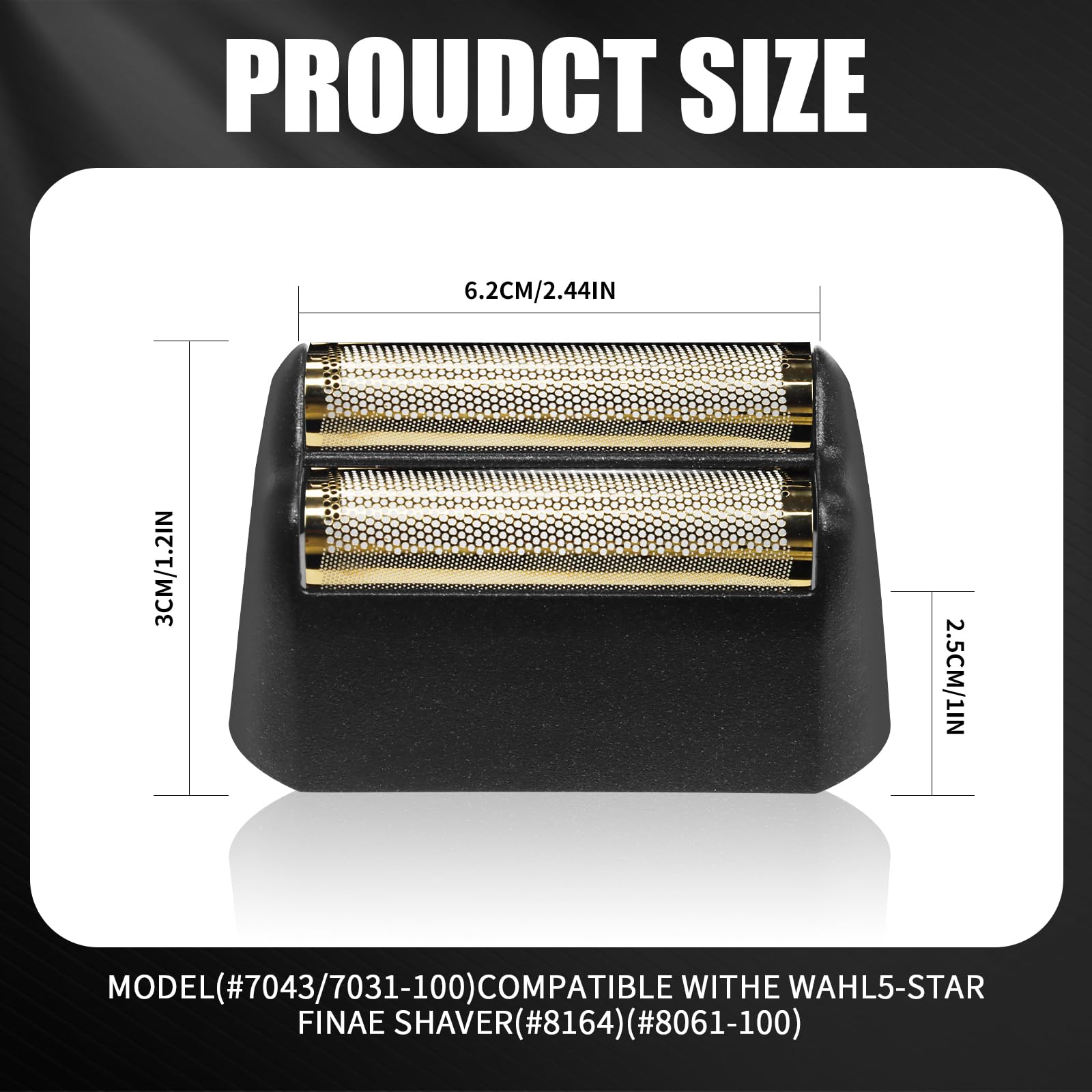 Lámina de repuesto profesional para afeitadora serie 5 estrellas final – 3 piezas, compatible con Wahl 7031-100 y 7043-100 – Negro